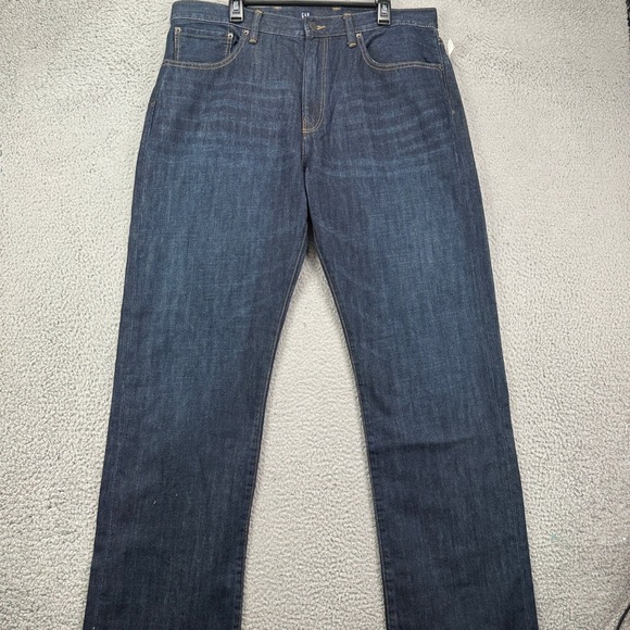 Gap Mens Straight Leg Jeans 38X36 Blue Distressed 5 Pocket Casual Denim Pants